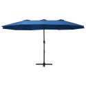 PARASOL OGRODOWY NA SŁUPKU ALUMINIOWYM 460X270CM NIEBIESKI