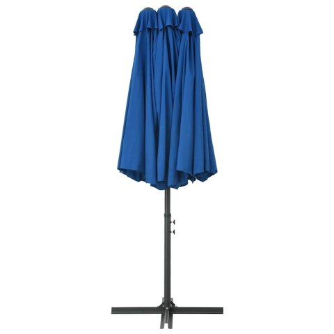 PARASOL OGRODOWY NA SŁUPKU ALUMINIOWYM 460X270CM NIEBIESKI