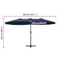 PARASOL OGRODOWY NA SŁUPKU ALUMINIOWYM 460X270CM NIEBIESKI
