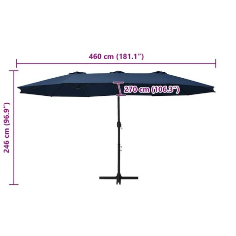 PARASOL OGRODOWY NA SŁUPKU ALUMINIOWYM 460X270CM NIEBIESKI