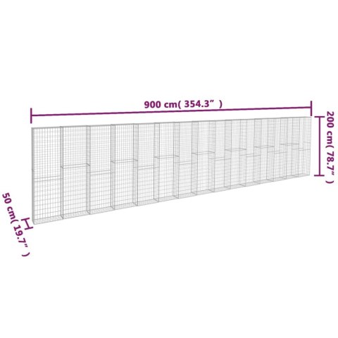 ŚCIANA GABIONOWA Z POKRYWAMI GALWANIZOWANA STAL 900X50X200CM