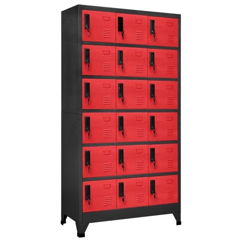 SZAFKA ZAMYKANA NA KLUCZ ANTRACYT/CZERWIEŃ 90X40X180CM STAL