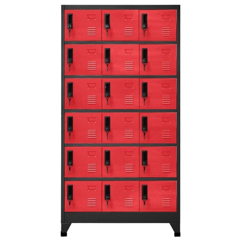 SZAFKA ZAMYKANA NA KLUCZ ANTRACYT/CZERWIEŃ 90X40X180CM STAL