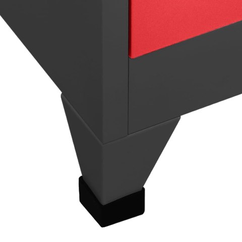 SZAFKA ZAMYKANA NA KLUCZ ANTRACYT/CZERWIEŃ 90X40X180CM STAL