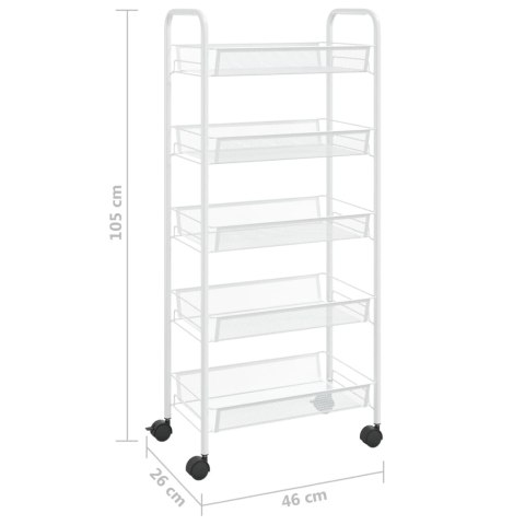 5-POZIOMOWY WÓZEK KUCHENNY BIAŁY 46X26X105CM ŻELAZO