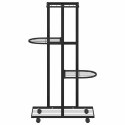 KWIETNIK Z 4 PÓŁKAMI I KÓŁKAMI 44X23X80CM CZARNY ŻELAZNY