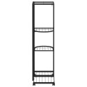 KWIETNIK Z 4 PÓŁKAMI I KÓŁKAMI 44X23X80CM CZARNY ŻELAZNY