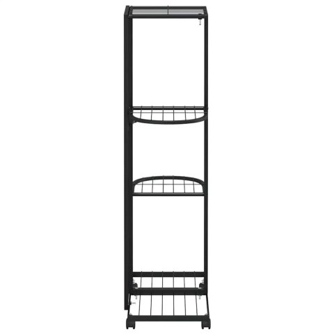 KWIETNIK Z 4 PÓŁKAMI I KÓŁKAMI 44X23X80CM CZARNY ŻELAZNY