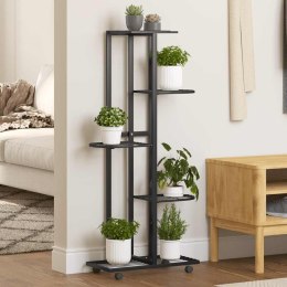 KWIETNIK Z 5 PÓŁKAMI I KÓŁKAMI 44X23X100CM CZARNY ŻELAZNY