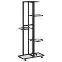 KWIETNIK Z 5 PÓŁKAMI I KÓŁKAMI 44X23X100CM CZARNY ŻELAZNY