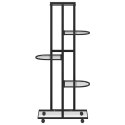 KWIETNIK Z 5 PÓŁKAMI I KÓŁKAMI 44X23X100CM CZARNY ŻELAZNY