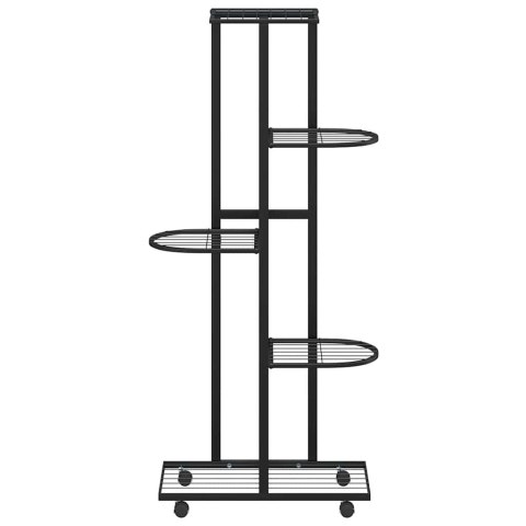 KWIETNIK Z 5 PÓŁKAMI I KÓŁKAMI 44X23X100CM CZARNY ŻELAZNY