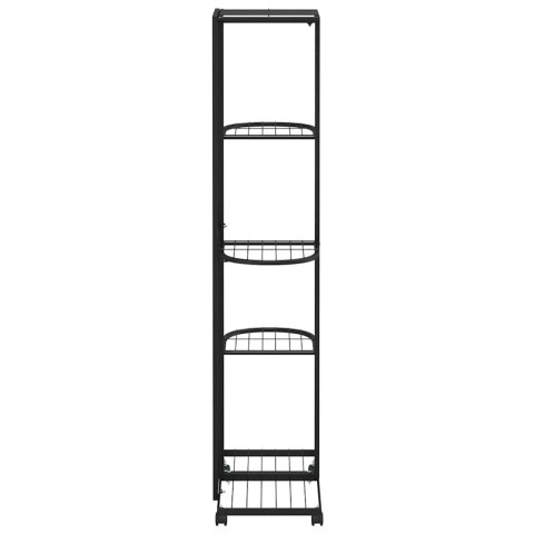 KWIETNIK Z 5 PÓŁKAMI I KÓŁKAMI 44X23X100CM CZARNY ŻELAZNY