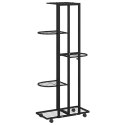 KWIETNIK Z 5 PÓŁKAMI I KÓŁKAMI 44X23X100CM CZARNY ŻELAZNY