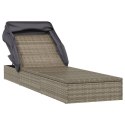 LEŻAK ZE SKŁADANYM DACHEM SZARY 213X63X97CM POLIRATTAN