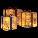 PODŚWIETLANE PREZENTY ŚWIĄTECZNE 3 SZT. 64 LED CIEPŁA BIEL