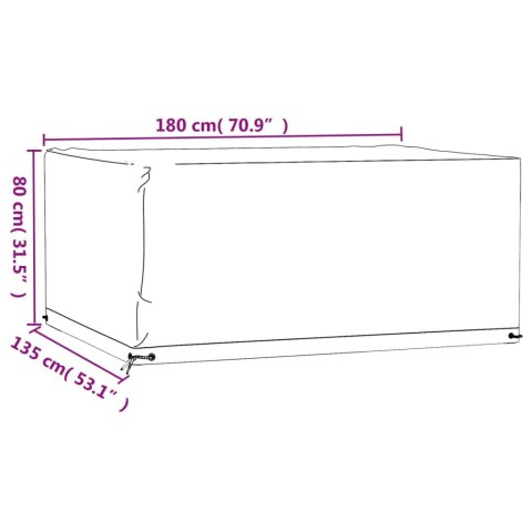 POKROWIEC NA MEBLE OGRODOWE 8 OCZEK 180X135X80CM PROSTOKĄT