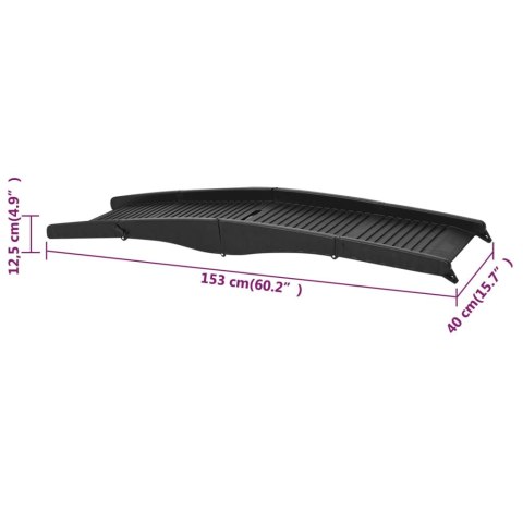 SKŁADANA RAMPA DLA PSÓW CZARNA 153X40X12,5CM PLASTIKOWA