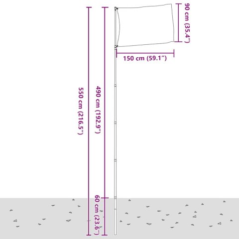 FLAGA WIELKIEJ BRYTANII Z MASZTEM 5,5 M ALUMINIUM