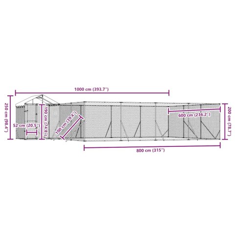 KOJEC DLA PSA Z DACHEM SREBRNY 10X6X2,5M STAL GALWANIZOWANA