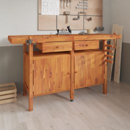 STOLIK ROBOCZY Z SZUFLADAMI I IMADŁAMI 162X62X83CM AKACJOWY