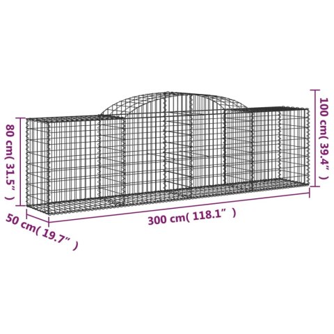 KOSZE GABIONOWE 17 SZT 300X50X80/100CM GALWANIZOWANE ŻELAZO