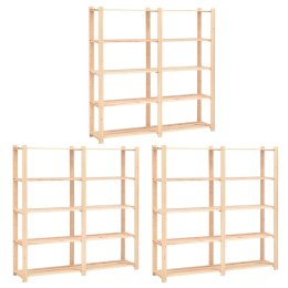 REGAŁY Z 5 PÓŁKAMI 3 SZT. 170X38X170CM SOSNA 500 KG