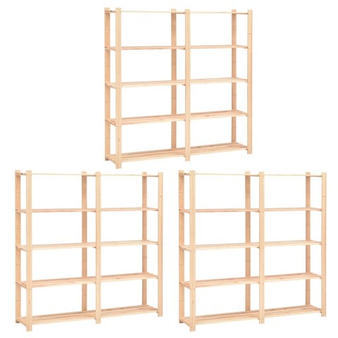 REGAŁY Z 5 PÓŁKAMI 3 SZT. 170X38X170CM SOSNA 500 KG