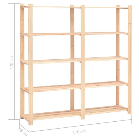 REGAŁY Z 5 PÓŁKAMI 3 SZT. 170X38X170CM SOSNA 500 KG