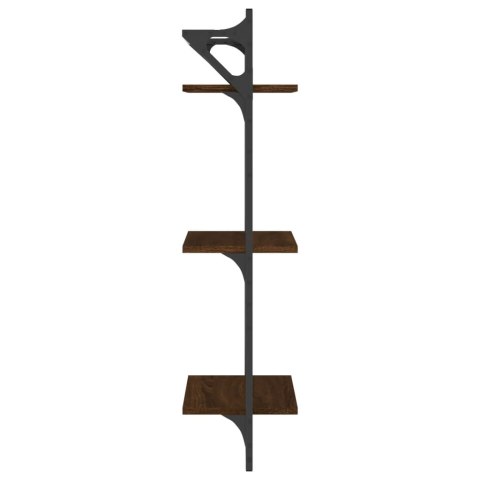 3-POZIOMOWE PÓŁKI ŚCIENNE Z DRĄŻKAMI 2 SZT. BRĄZ 30X25X100CM