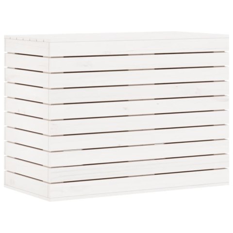 KOSZ NA PRANIE BIAŁY 88,5X44X66CM LITE DREWNO SOSNOWE