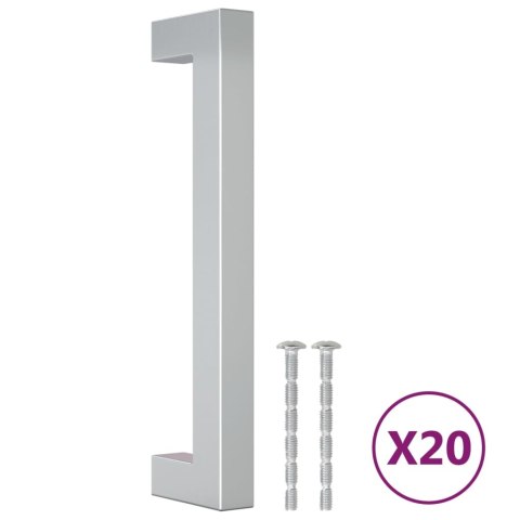 UCHWYTY DO SZAFEK 20 SZT. SREBRNE 128 MM STAL NIERDZEWNA