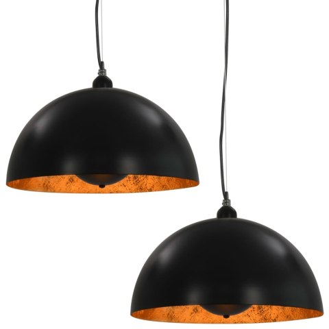 LAMPY SUFITOWE 2 SZT. CZARNO-ZŁOTE PÓŁKOLISTE 40CM E27