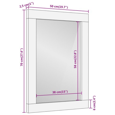 LUSTRO ŁAZIENKOWE 50X70X2,5CM LITE DREWNO MANGO I SZKŁO