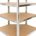 REGAŁ NAROŻNY Z 4 PÓŁKAMI STAL I MATERIAŁ DREWNOPOCHODNY