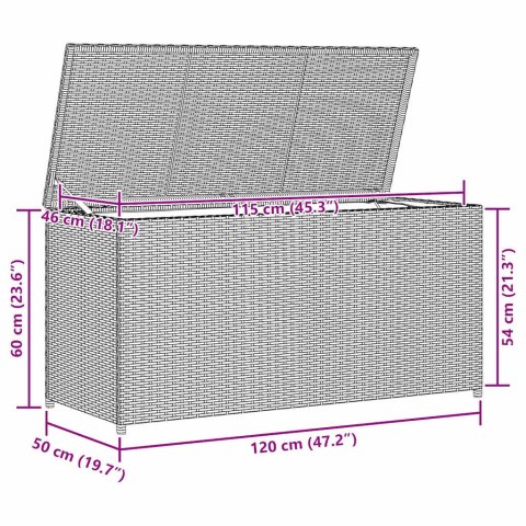 SKRZYNIA OGRODOWA BRĄZOWA 120X50X60CM RATTAN PE