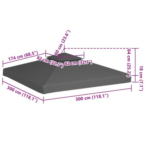 ZADASZENIE ALTANY 2-POZIOMOWE 310 G/M² 3X3 M TAUPE