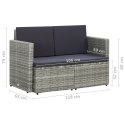 2-OSOBOWA SOFA OGRODOWA Z PODUSZKAMI POLIRATTAN SZARA