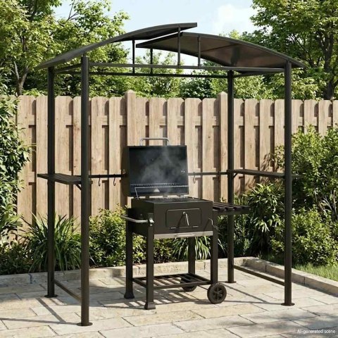 ALTANA GRILLOWA Z PÓŁKAMI ANTRACYTOWA 210X114X230CM STAL