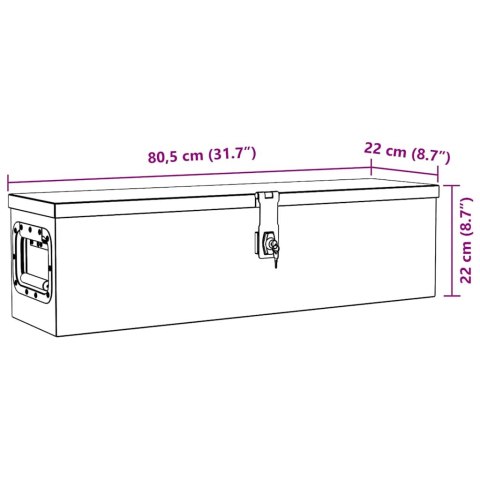 ALUMINIOWA SKRZYNIA NARZĘDZIOWA NA DYSZEL PRZYCZEPKI Z ZAMKIEM 80,5X22X22CM