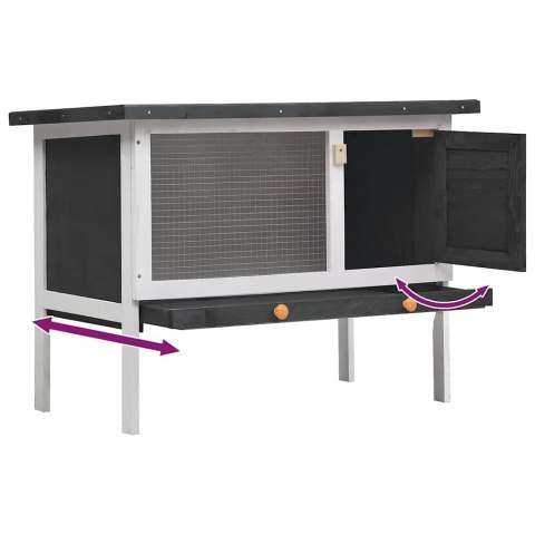 KLATKA DLA KRÓLIKA 1 POZIOM SZARA DREWNIANA