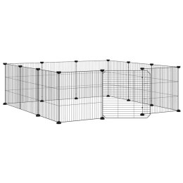 KLATKA DLA ZWIERZĄT 12-PANELOWA Z DRZWIAMI CZARNA 105X105X35CM STALOWA