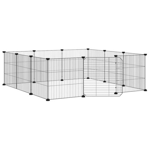 KLATKA DLA ZWIERZĄT 12-PANELOWA Z DRZWIAMI CZARNA 105X105X35CM STALOWA