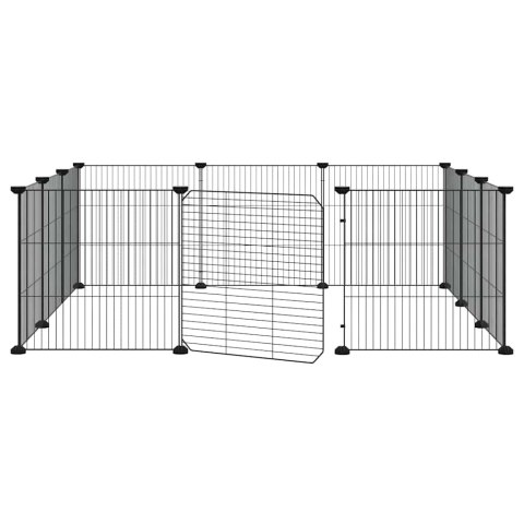 KLATKA DLA ZWIERZĄT 12-PANELOWA Z DRZWIAMI CZARNA 105X105X35CM STALOWA