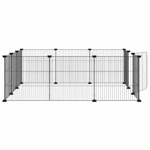 KLATKA DLA ZWIERZĄT 12-PANELOWA Z DRZWIAMI CZARNA 105X105X35CM STALOWA
