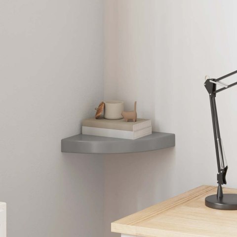 NAROŻNA PÓŁKA ŚCIENNA WYSOKI POŁYSK SZARA 25X25X3,8CM MDF