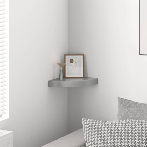 NAROŻNA PÓŁKA ŚCIENNA WYSOKI POŁYSK SZARA 25X25X3,8CM MDF