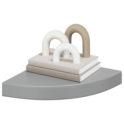 NAROŻNA PÓŁKA ŚCIENNA WYSOKI POŁYSK SZARA 25X25X3,8CM MDF