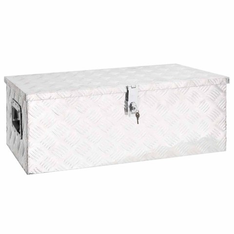 SKRZYNKA DO PRZECHOWYWANIA SREBRNA 80X39X30CM ALUMINIUM