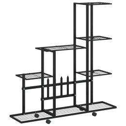 STOJAK NA KWIATY NA KÓŁKACH 94,5X25X92,5CM CZARNY METALOWY